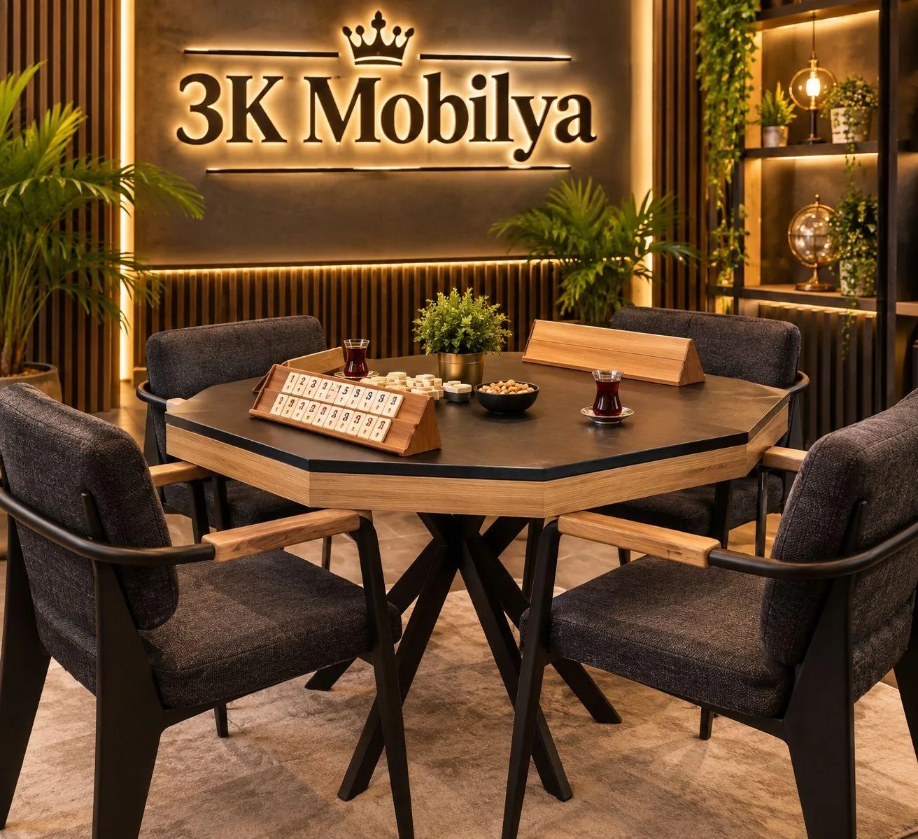 Metal X ayaklı okey masası takımı